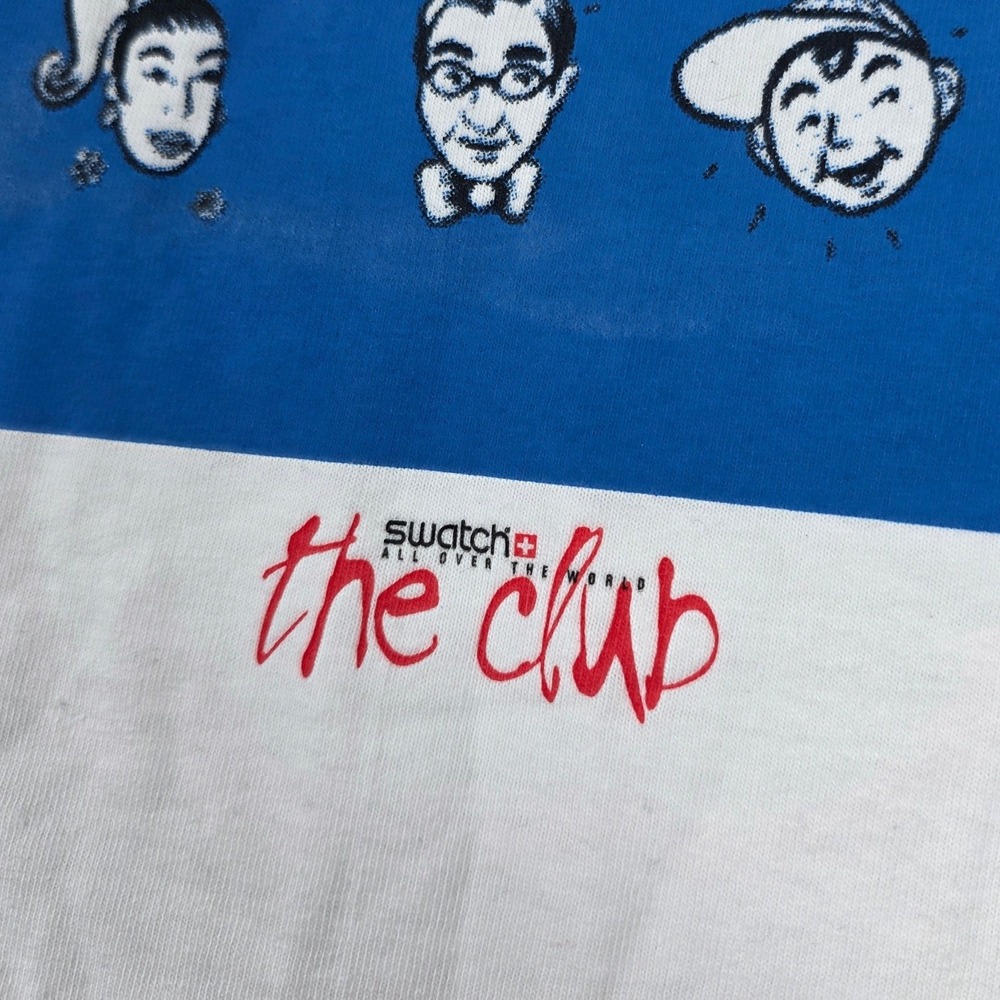 Vintage 90s Swatch The Club Graphic T Shirt Mens XL White Mens Timeship Watch - Picture 5 of 11